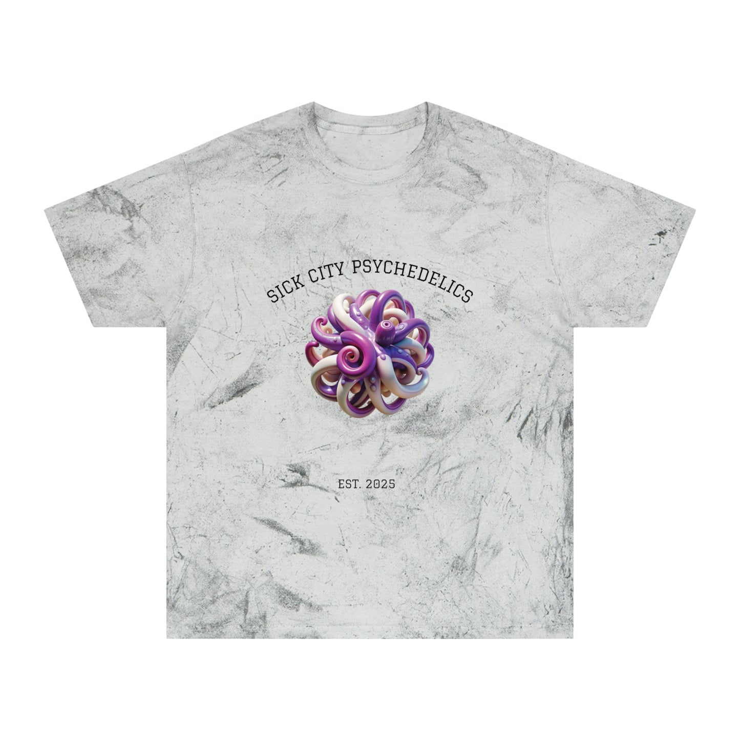 SICK CITY "SMOKEY OCEAN" PSYCHEDELICS Colorful Graphic T-Shirt Unisex Tie-Dye Tee