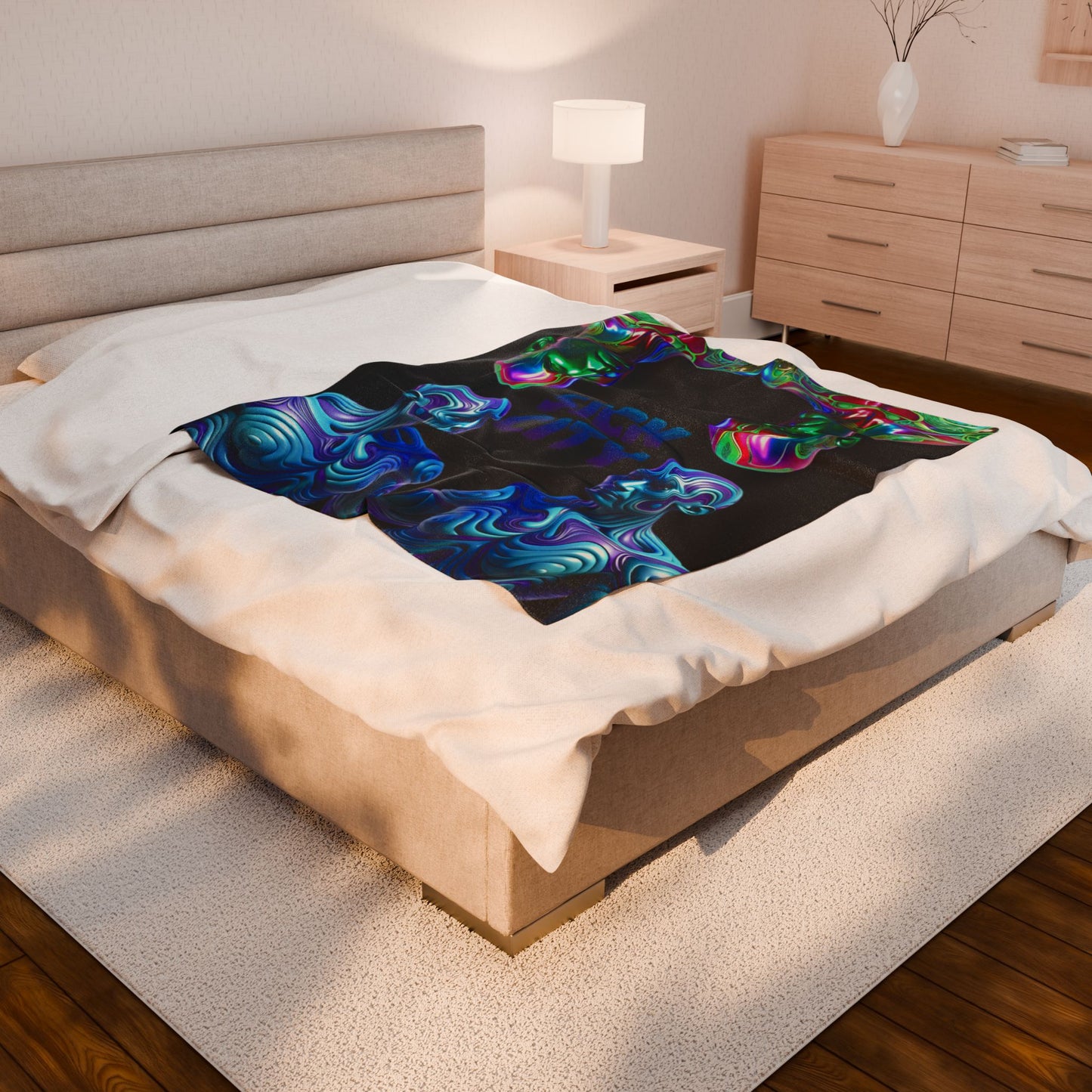 SICK CITY Trippy Velveteen Blanket - Cozy Throw for Bohemian Decor