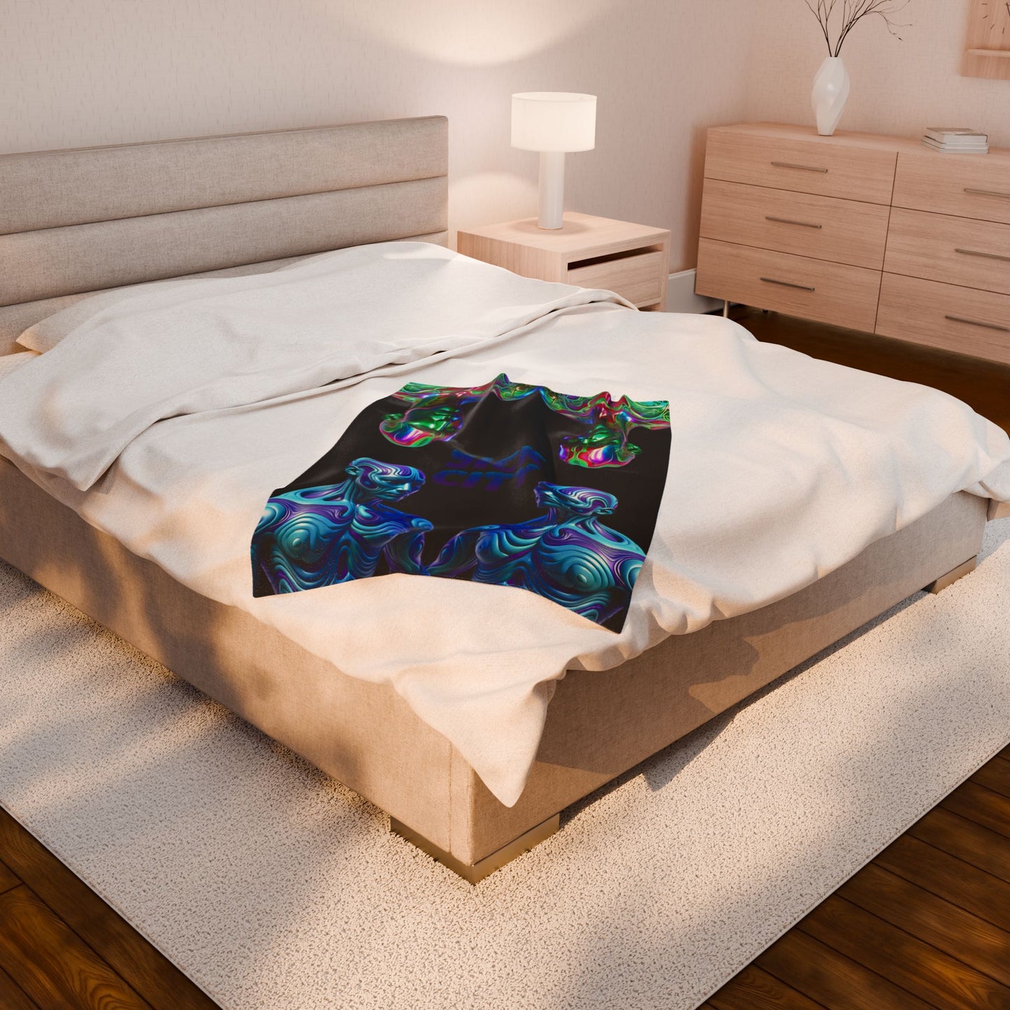 SICK CITY Trippy Velveteen Blanket - Cozy Throw for Bohemian Decor