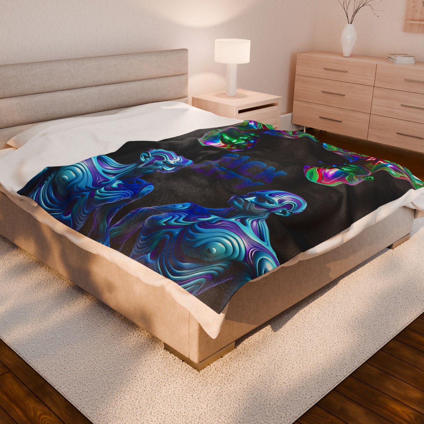 SICK CITY Trippy Velveteen Blanket - Cozy Throw for Bohemian Decor