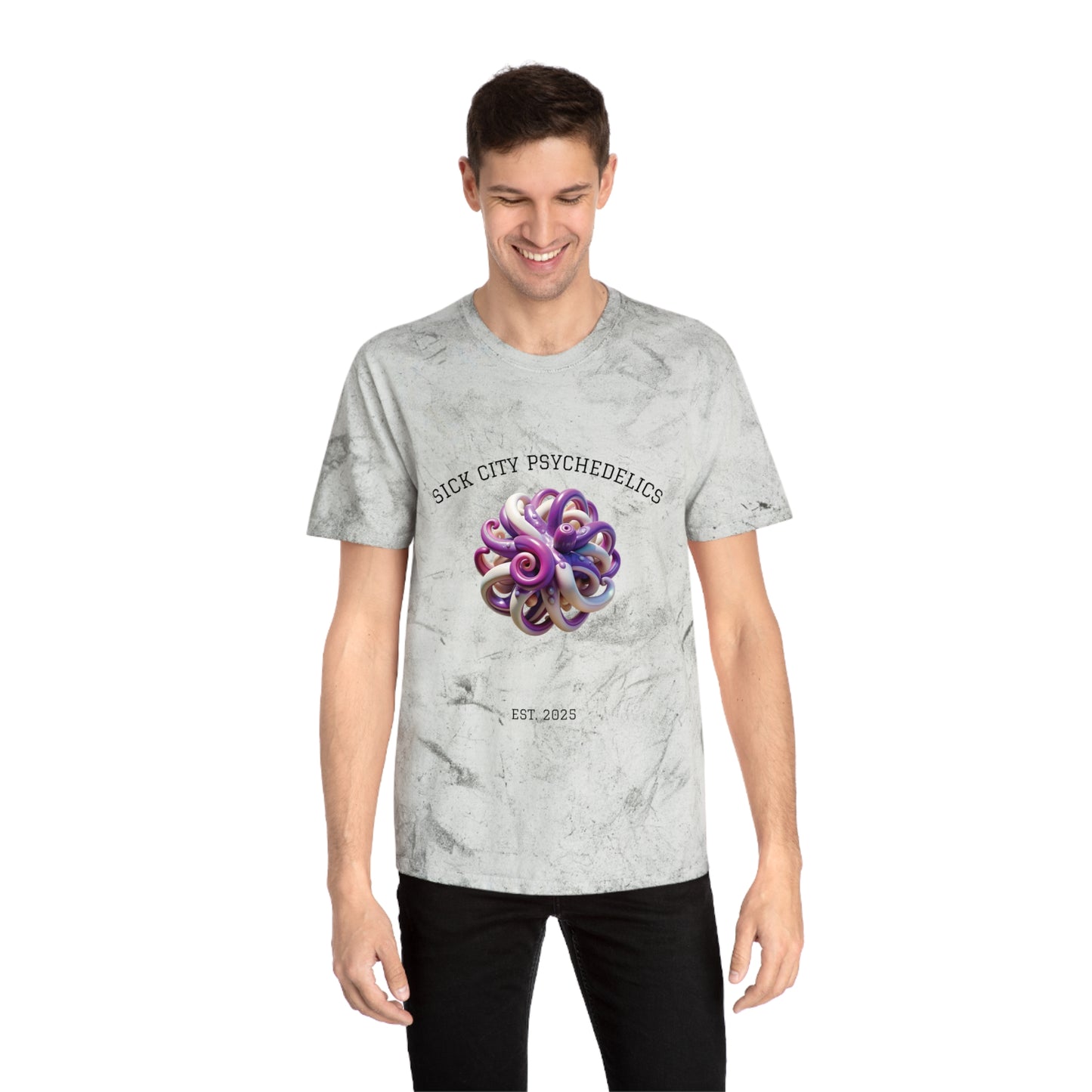 SICK CITY "SMOKEY OCEAN" PSYCHEDELICS Colorful Graphic T-Shirt Unisex Tie-Dye Tee