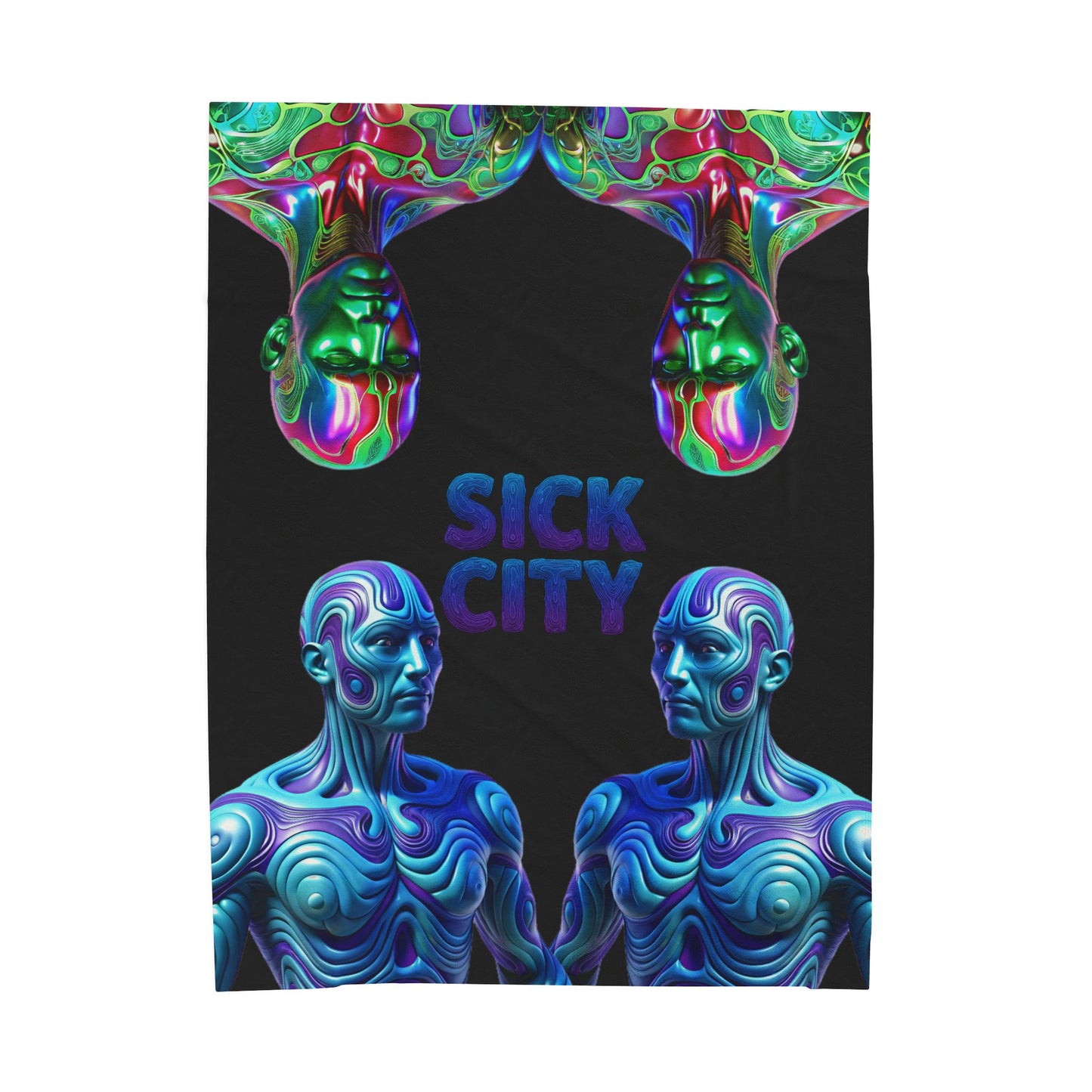 SICK CITY Trippy Velveteen Blanket - Cozy Throw for Bohemian Decor