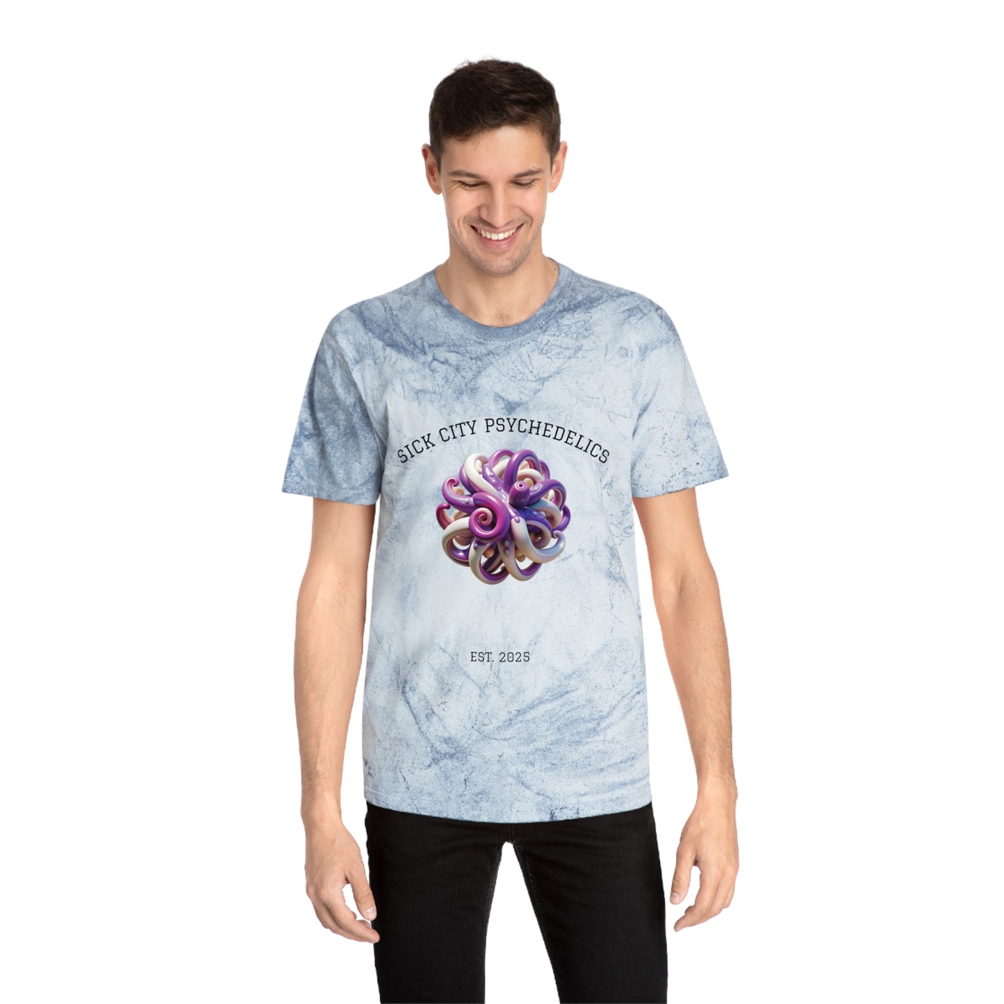 SICK CITY "SMOKEY OCEAN" PSYCHEDELICS Colorful Graphic T-Shirt Unisex Tie-Dye Tee