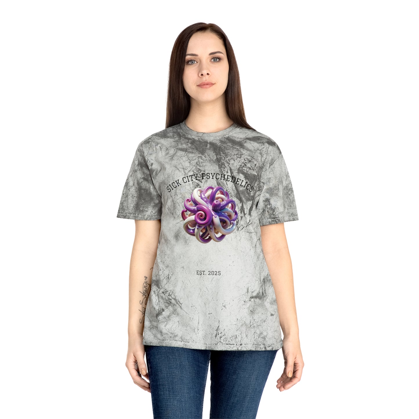 SICK CITY "SMOKEY OCEAN" PSYCHEDELICS Colorful Graphic T-Shirt Unisex Tie-Dye Tee
