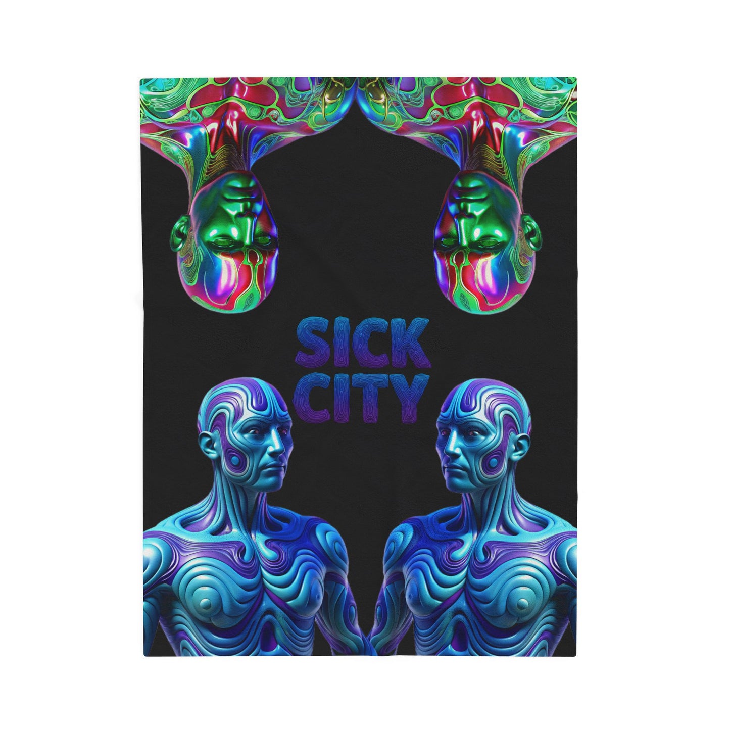 SICK CITY Trippy Velveteen Blanket - Cozy Throw for Bohemian Decor