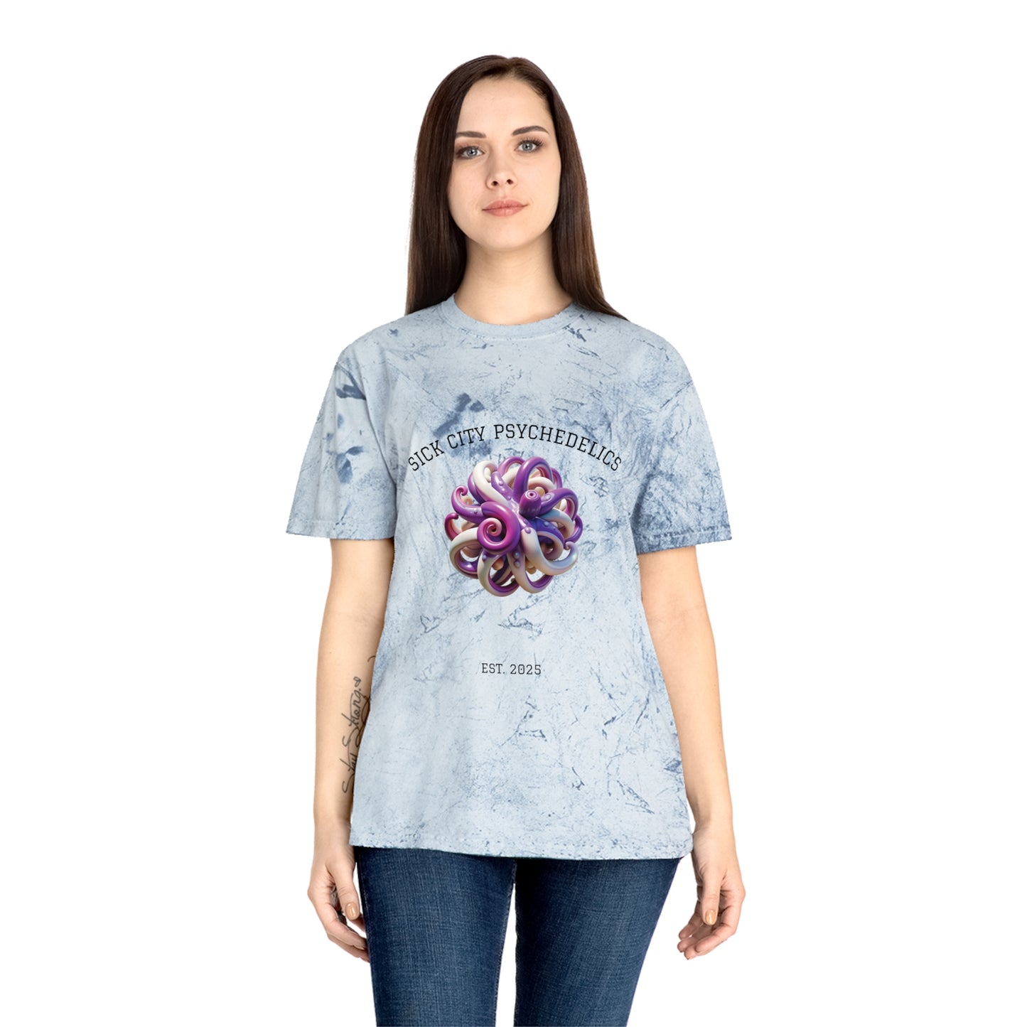 SICK CITY "SMOKEY OCEAN" PSYCHEDELICS Colorful Graphic T-Shirt Unisex Tie-Dye Tee